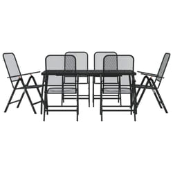 vidaXL Garden Dining Set Outdoor Table and Chair Set Anthracite Metal Mesh - 165 cm table length/ 7 piece
