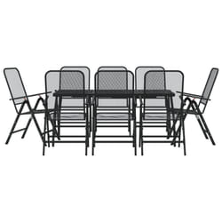 vidaXL Garden Dining Set Outdoor Table and Chair Set Anthracite Metal Mesh - 165 cm table length/ 9 piece