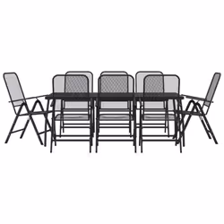 vidaXL Garden Dining Set Outdoor Table and Chair Set Anthracite Metal Mesh - 200 cm table length/ 9 piece