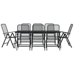 vidaXL Garden Dining Set Outdoor Table and Chair Set Anthracite Metal Mesh - 200 cm table length/ 9 piece