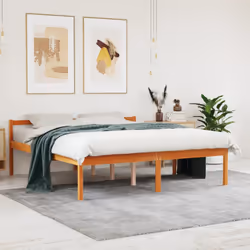vidaXL Bed Frame Home Bed Base Bedstead Wax Brown 160x200 cm Solid Wood Pine