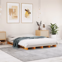 vidaXL Solid Wood Pine Bed Frame Wooden Bed Base Bedstead Mattress Foundation - 140 x 200 cm - Additional view 2