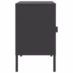 vidaXL Nightstands Bedside Cabinet Side Table 2 pcs Black Glass and Steel - Additional view 4