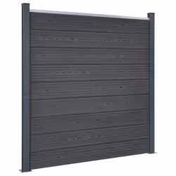vidaXL Fence Panel Set Patio Fence Board Garden Fence Post Ending Bar WPC - grey, 180 x 186 cm