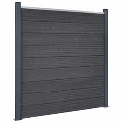 vidaXL Fence Panel Set Patio Fence Board Garden Fence Post Ending Bar WPC - grey, 180 x 186 cm