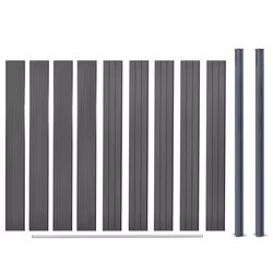 vidaXL Fence Panel Set Patio Fence Board Garden Fence Post Ending Bar WPC - grey, 180 x 186 cm - Additional view 6