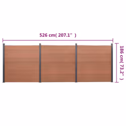 vidaXL Fence Panel Set Patio Fence Board Garden Fence Post Ending Bar WPC - brown, 526 x 186 cm