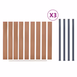 vidaXL Fence Panel Set Patio Fence Board Garden Fence Post Ending Bar WPC - brown, 526 x 186 cm - Additional view 7