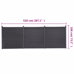vidaXL Fence Panel Set Patio Fence Board Garden Fence Post Ending Bar WPC - grey, 526 x 186 cm