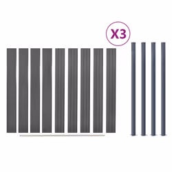 vidaXL Fence Panel Set Patio Fence Board Garden Fence Post Ending Bar WPC - grey, 526 x 186 cm - Additional view 7