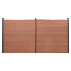 vidaXL Fence Panel Set Patio Fence Board Garden Fence Post Ending Bar WPC - brown, 353 x 186 cm