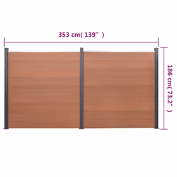 vidaXL Fence Panel Set Patio Fence Board Garden Fence Post Ending Bar WPC - brown, 353 x 186 cm