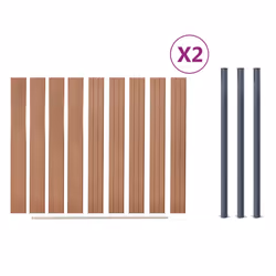 vidaXL Fence Panel Set Patio Fence Board Garden Fence Post Ending Bar WPC - brown, 353 x 186 cm - Additional view 7