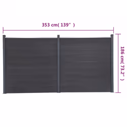 vidaXL Fence Panel Set Patio Fence Board Garden Fence Post Ending Bar WPC - grey, 353 x 186 cm