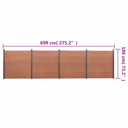 vidaXL Fence Panel Set Patio Fence Board Garden Fence Post Ending Bar WPC - brown, 699 x 186 cm