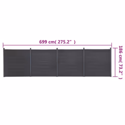 vidaXL Fence Panel Set Patio Fence Board Garden Fence Post Ending Bar WPC - grey, 699 x 186 cm