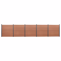 vidaXL Fence Panel Set Patio Fence Board Garden Fence Post Ending Bar WPC - brown, 872 x 186 cm