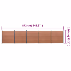 vidaXL Fence Panel Set Patio Fence Board Garden Fence Post Ending Bar WPC - brown, 872 x 186 cm