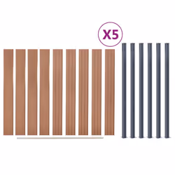 vidaXL Fence Panel Set Patio Fence Board Garden Fence Post Ending Bar WPC - brown, 872 x 186 cm - Additional view 7