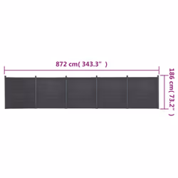 vidaXL Fence Panel Set Patio Fence Board Garden Fence Post Ending Bar Grey WPC