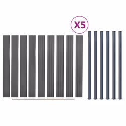 vidaXL Fence Panel Set Patio Fence Board Garden Fence Post Ending Bar Grey WPC - Additional view 7