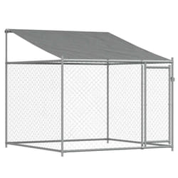 vidaXL Dog Cage Dog Kennel Outdoor Dog Crate Pet House Grey Galvanised Steel - 1 door, 2 x 2 x 2 m