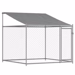 vidaXL Dog Cage Dog Kennel Outdoor Dog Crate Pet House Grey Galvanised Steel - 1 door, 2 x 2 x 2 m