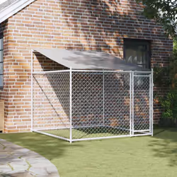 vidaXL Dog Cage Dog Kennel Outdoor Dog Crate Pet House Grey Galvanised Steel - 1 door, 2 x 2 x 2 m