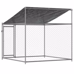 vidaXL Dog Cage Dog Kennel Outdoor Dog Crate Pet House Grey Galvanised Steel - 1 door, 2 x 2 x 2 m - Additional view 5