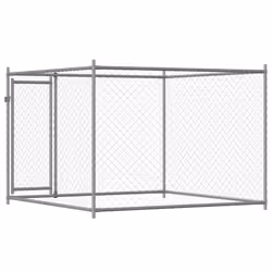 vidaXL Dog Cage with Door Grey Dog Kennel Outdoor Dog Crate Galvanised Steel - Additional view 4