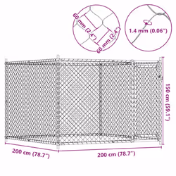 vidaXL Dog Cage with Door Grey Dog Kennel Outdoor Dog Crate Galvanised Steel - Additional view 6