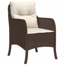 vidaXL Garden Dining Set 7 Piece with Cushions Dining Chair Brown Poly Rattan