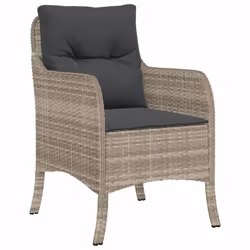 vidaXL Garden Dining Set 5 Piece with Cushions Chair Light Grey Poly Rattan - Additional view 2