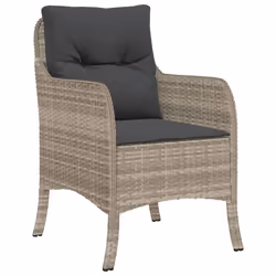 vidaXL Garden Dining Set 5 Piece with Cushions Chair Light Grey Poly Rattan - Additional view 2