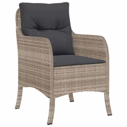 vidaXL Garden Dining Set 7 Piece with Cushions Chair Light Grey Poly Rattan - Additional view 2