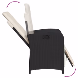 vidaXL Bistro Set 3 Piece with Cushions Bistro Table & Chair Black Poly Rattan - Additional view 4