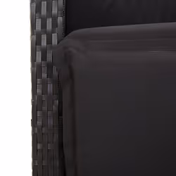 vidaXL Bistro Set 3 Piece with Cushions Bistro Table & Chair Black Poly Rattan - Additional view 5