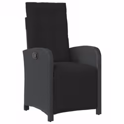 vidaXL Garden Dining Set 7 Piece with Cushions Dining Chair Black Poly Rattan