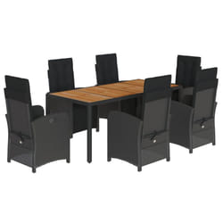 vidaXL Garden Dining Set with Cushions Dining Chair Black Poly Rattan - black, 6 piece
