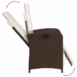 vidaXL Garden Dining Set Outdoor Dining Set Dinner Table and Chair Poly Rattan - brown and cream, 9 piece/glass - Additional view 4