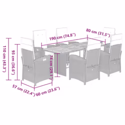 vidaXL Garden Dining Set Outdoor Dining Set Dinner Table and Chair Poly Rattan - 6 piece