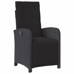 vidaXL Bistro Set 3 Piece with Cushions Bistro Table & Chair Black Poly Rattan