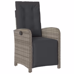 vidaXL Bistro Set 3 Piece with Cushions Bistro Table & Chair Grey Poly Rattan