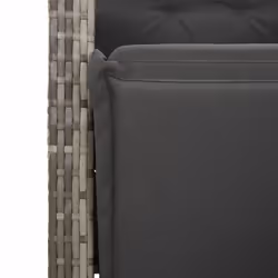 vidaXL Bistro Set 3 Piece with Cushions Bistro Table & Chair Grey Poly Rattan - Additional view 5