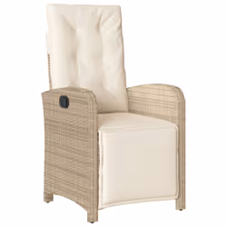vidaXL Bistro Set 3 Piece with Cushions Bistro Table & Chair Beige Poly Rattan