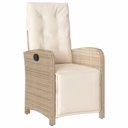 vidaXL Garden Dining Set 5 Piece with Cushions Dining Chair Beige Poly Rattan
