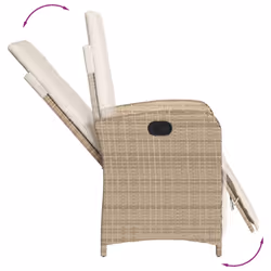 vidaXL Garden Dining Set 5 Piece with Cushions Dining Chair Beige Poly Rattan - Additional view 4