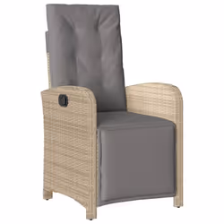 vidaXL Garden Dining Set 5 Piece with Cushions Dining Chair Beige Poly Rattan
