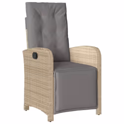 vidaXL Bistro Set 3 Piece with Cushions Table and Chair Beige Poly Rattan