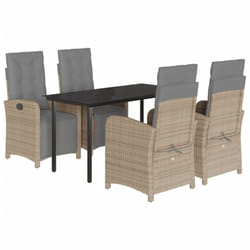 vidaXL Garden Dining Set 5 Piece with Cushions Dining Chair Beige Poly Rattan
